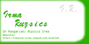 irma ruzsics business card